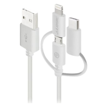 Product image of ALOGIC 3-in-1 Charge & Sync Cable - Micro USB + Lightning + USB Type-C White 30cm - Click for product page of ALOGIC 3-in-1 Charge & Sync Cable - Micro USB + Lightning + USB Type-C White 30cm