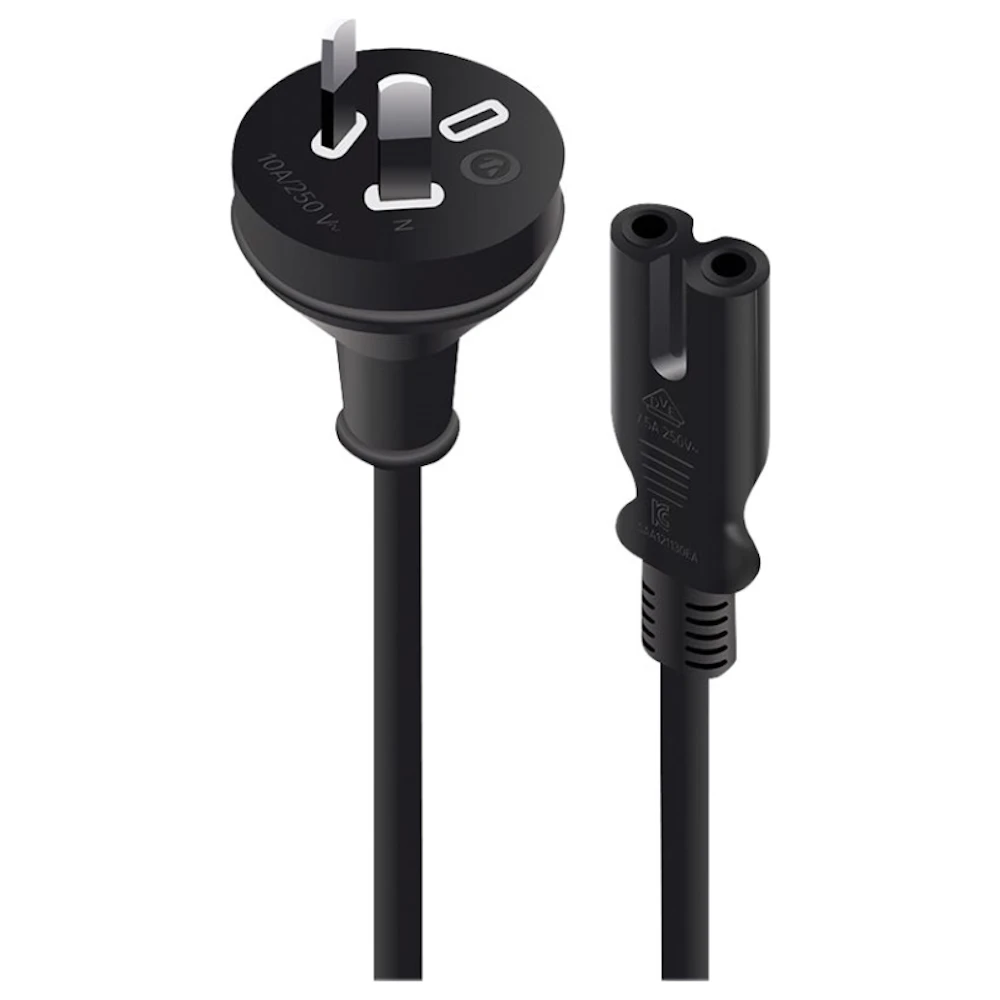 ALOGIC 3m Aus 2 Pin Mains Plug to IEC C7 Male to Female