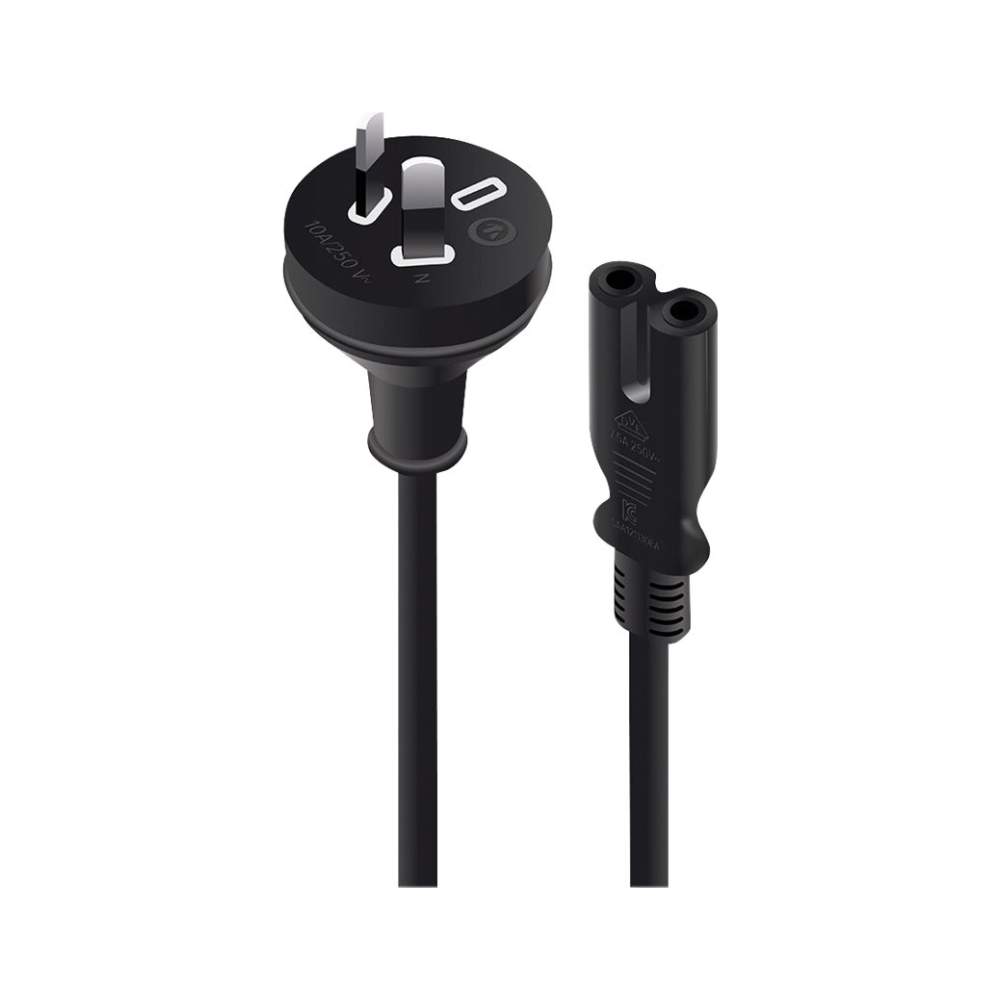 A large main feature product image of ALOGIC 3m Aus 2 Pin Mains Plug to IEC C7 Male to Female