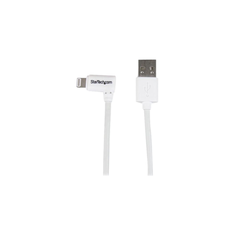 A large main feature product image of Startech Angled Lightning to USB 1m Cable - White