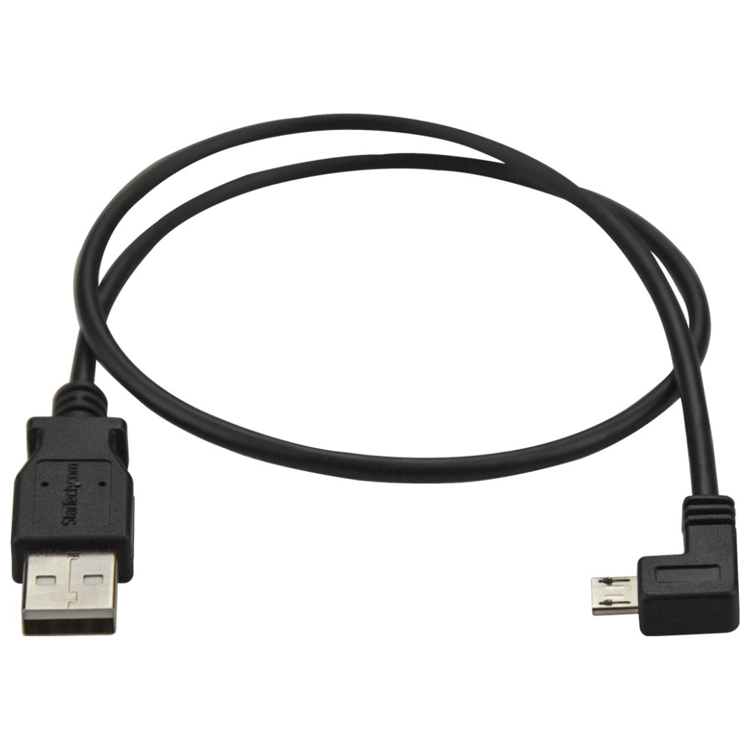 12cm SHORT Right Angle Micro USB to Left Angle Micro USB Host OTG Adapter Cable