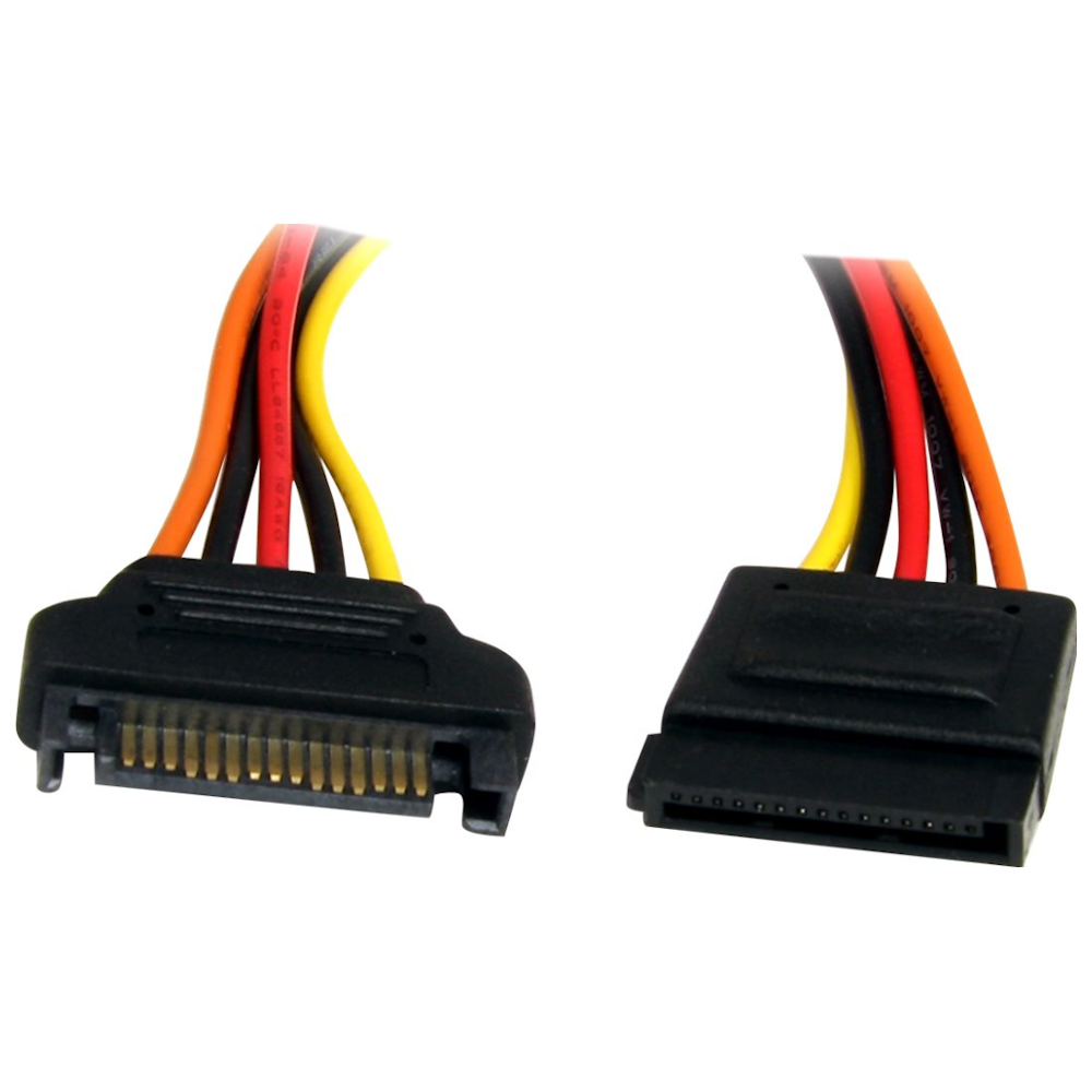 A large main feature product image of Startech 12in SATA Power Extension Cable Cord - 15Pin SATA Power M/F
