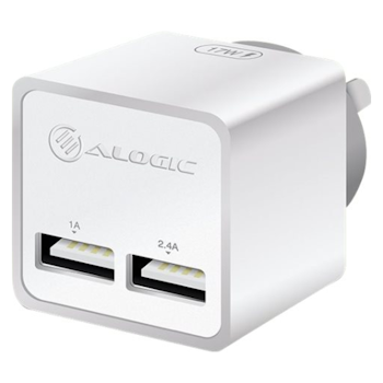 Product image of ALOGIC 2 Port USB Mini Wall Charger - 2.4A + 1A - 17W - White - Click for product page of ALOGIC 2 Port USB Mini Wall Charger - 2.4A + 1A - 17W - White