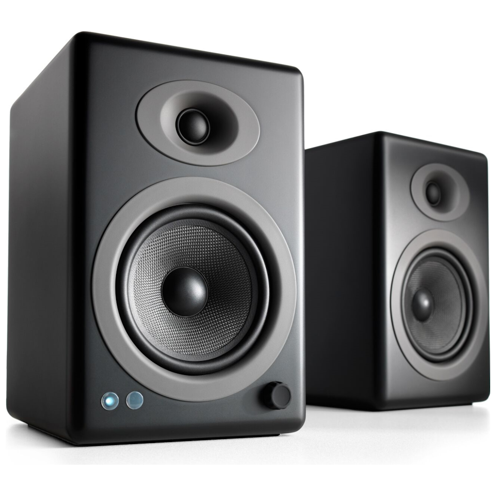 A large main feature product image of Audioengine A5+ Wireless - Bookshelf Desktop Speakers (Satin Black)