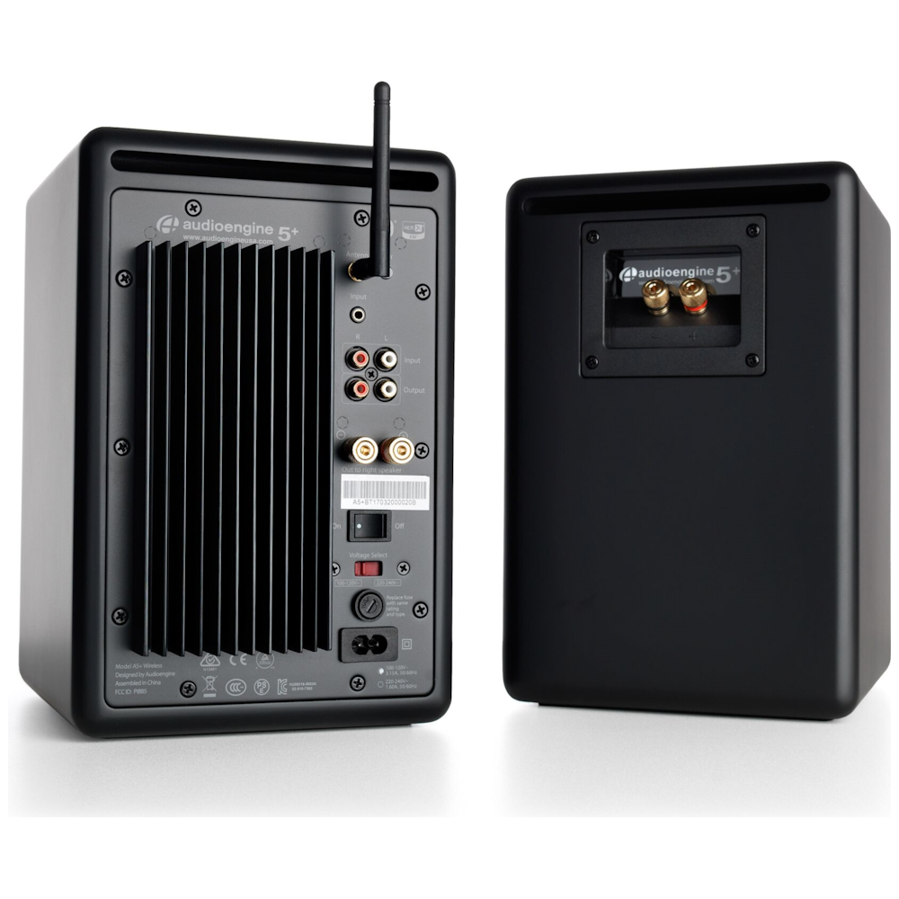 A large main feature product image of Audioengine 5+ Wireless Bookshelf Desktop Speakers - Black 