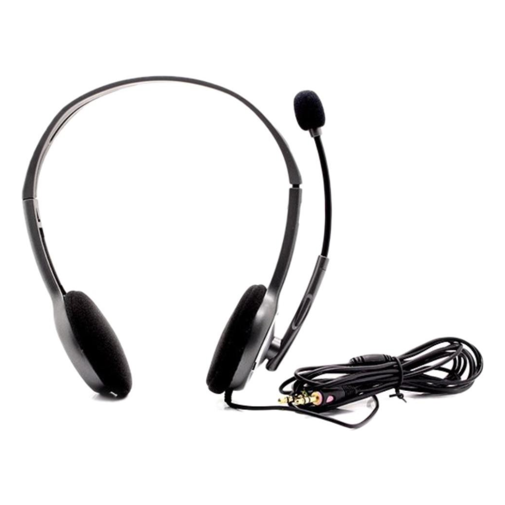 A large main feature product image of Logitech H110 Stereo Headset