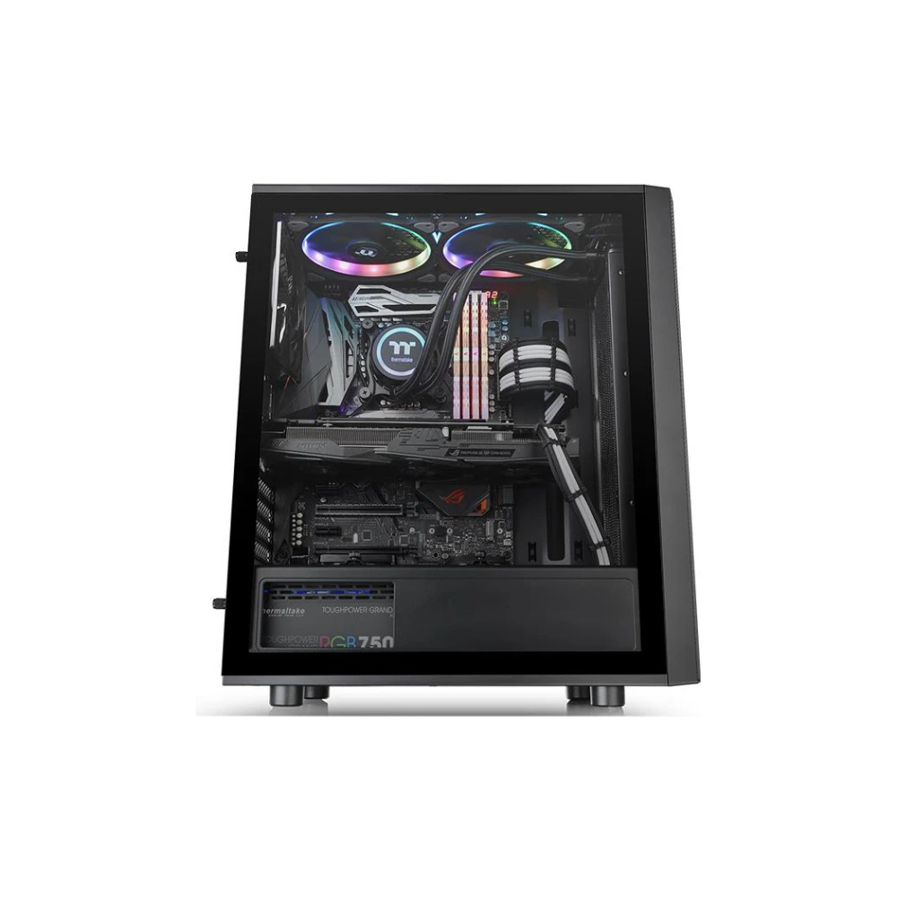 A large main feature product image of Thermaltake Versa J25 Tempered Glass RGB Mid Tower
