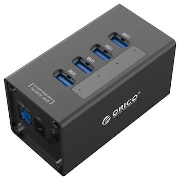 Product image of ORICO Aluminium 4 Port USB3.0 Ultra-Mini HUB with 1M USB3.0 Cable Black - Click for product page of ORICO Aluminium 4 Port USB3.0 Ultra-Mini HUB with 1M USB3.0 Cable Black