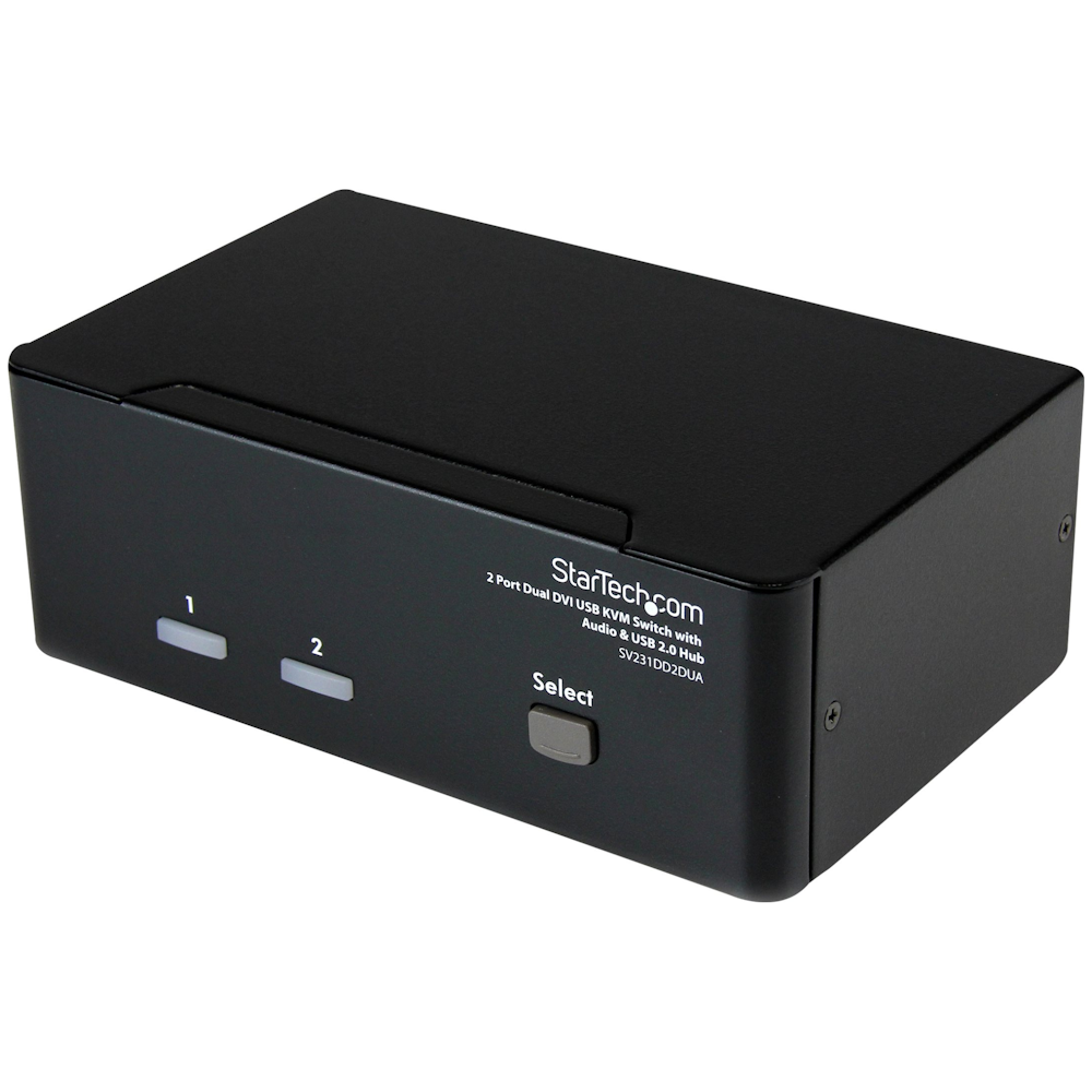 A large main feature product image of Startech 2 Port Dual DVI USB KVM Switch with Audio & USB 2.0 Hub