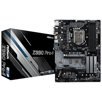 Product image of ASRock Z390 Pro4 LGA1151-CL ATX Desktop Motherboard - Click for product page of ASRock Z390 Pro4 LGA1151-CL ATX Desktop Motherboard