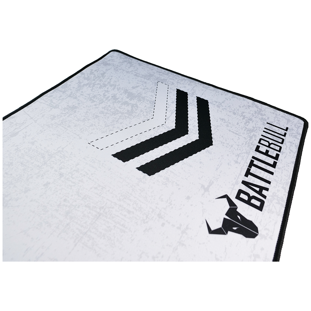A large main feature product image of BattleBull Grazed Extended Mousemat - White/Black