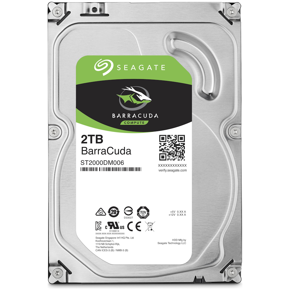 A large main feature product image of Seagate BarraCuda 3.5" Desktop HDD - 2TB 256MB