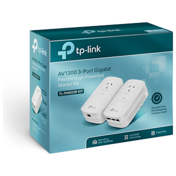 Product image of TP-LINK PA8033P AV1300 MIMO 3 Port Gigabit Powerline Kit - Click for product page of TP-LINK PA8033P AV1300 MIMO 3 Port Gigabit Powerline Kit