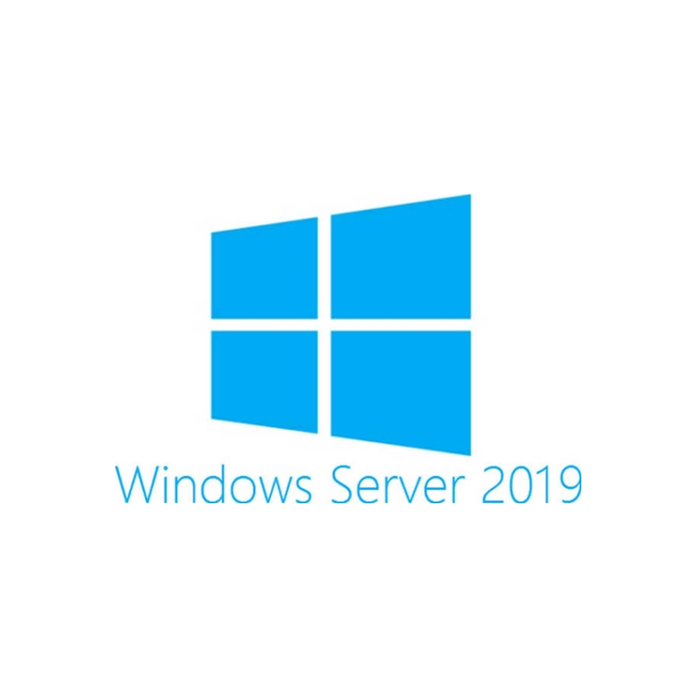 A large main feature product image of Microsoft Windows Server 2019 Essentials OEM 64-Bit