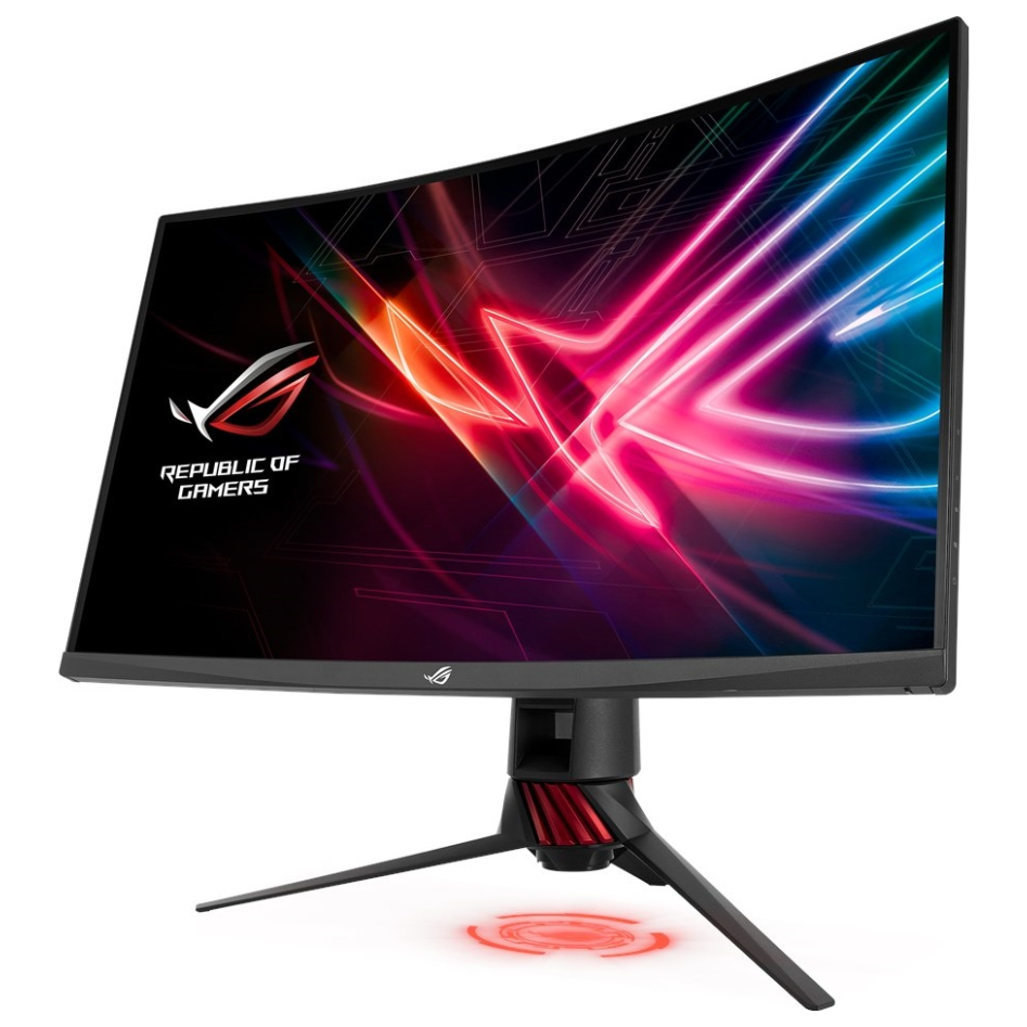 A large main feature product image of ASUS ROG Strix XG32VQR - 31.5" Curved 1440p 144Hz VA Gaming Monitor