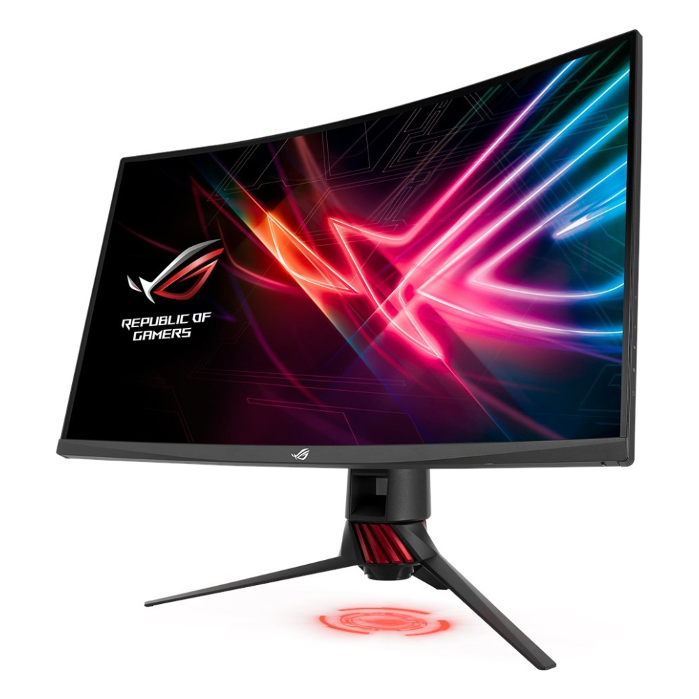 A large main feature product image of ASUS ROG Strix XG32VQR - 31.5" Curved 1440p 144Hz VA Gaming Monitor