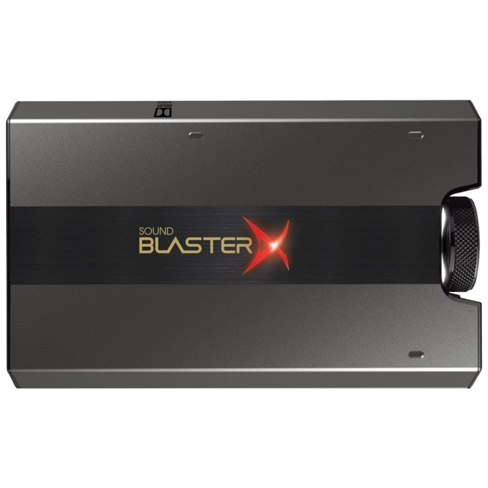 A large main feature product image of Creative Sound BlasterX G6 Hi-Res Gaming External Sound Card