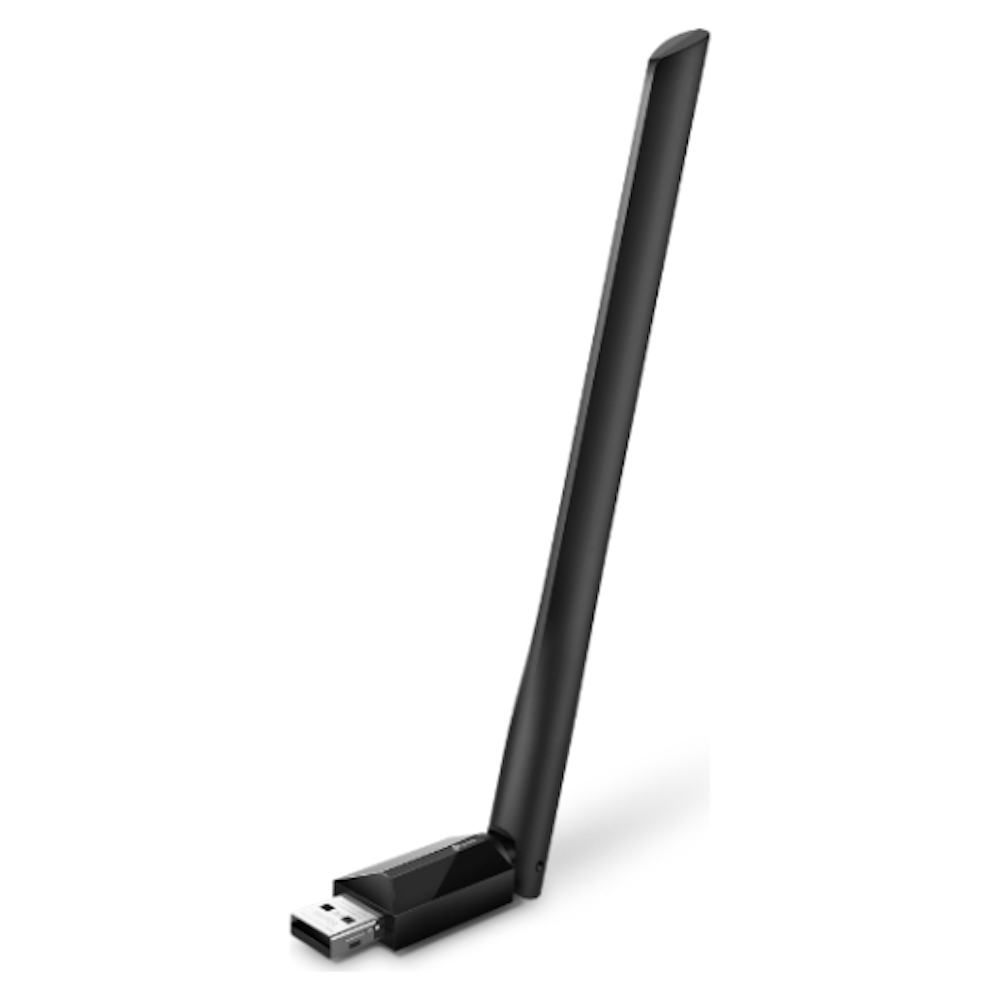 A large main feature product image of TP-Link Archer T2U Plus - AC600 High Gain Dual-Band Wi-Fi 5 USB Adapter