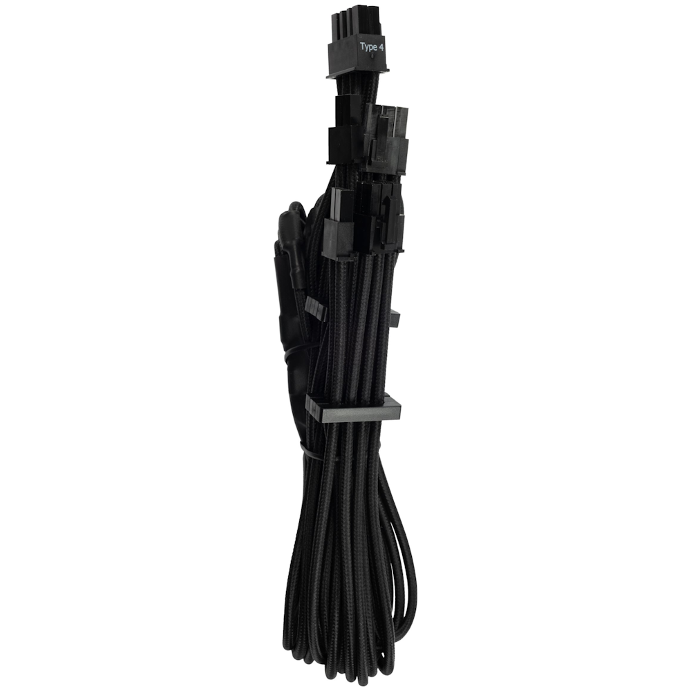 A large main feature product image of Corsair Premium Individually Sleeved PSU Cables Pro Kit Type 4 Gen 4 (Black)