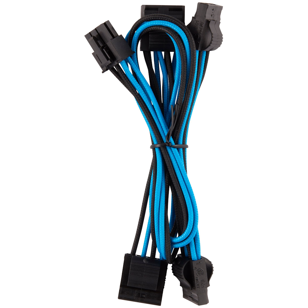 A large main feature product image of Corsair Premium Individually Sleeved Pro Cables Kit Type 4 Gen 4 - Blue/Black