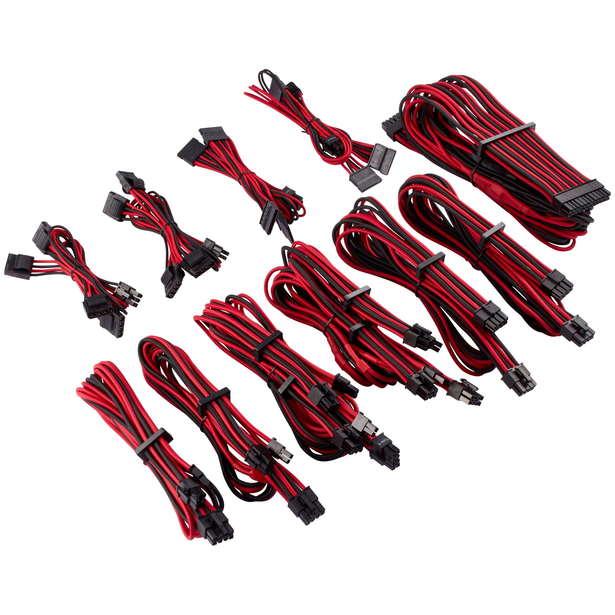 Corsair Premium Individually Sleeved Pro Cables Kit Type 4 Gen 4 Red