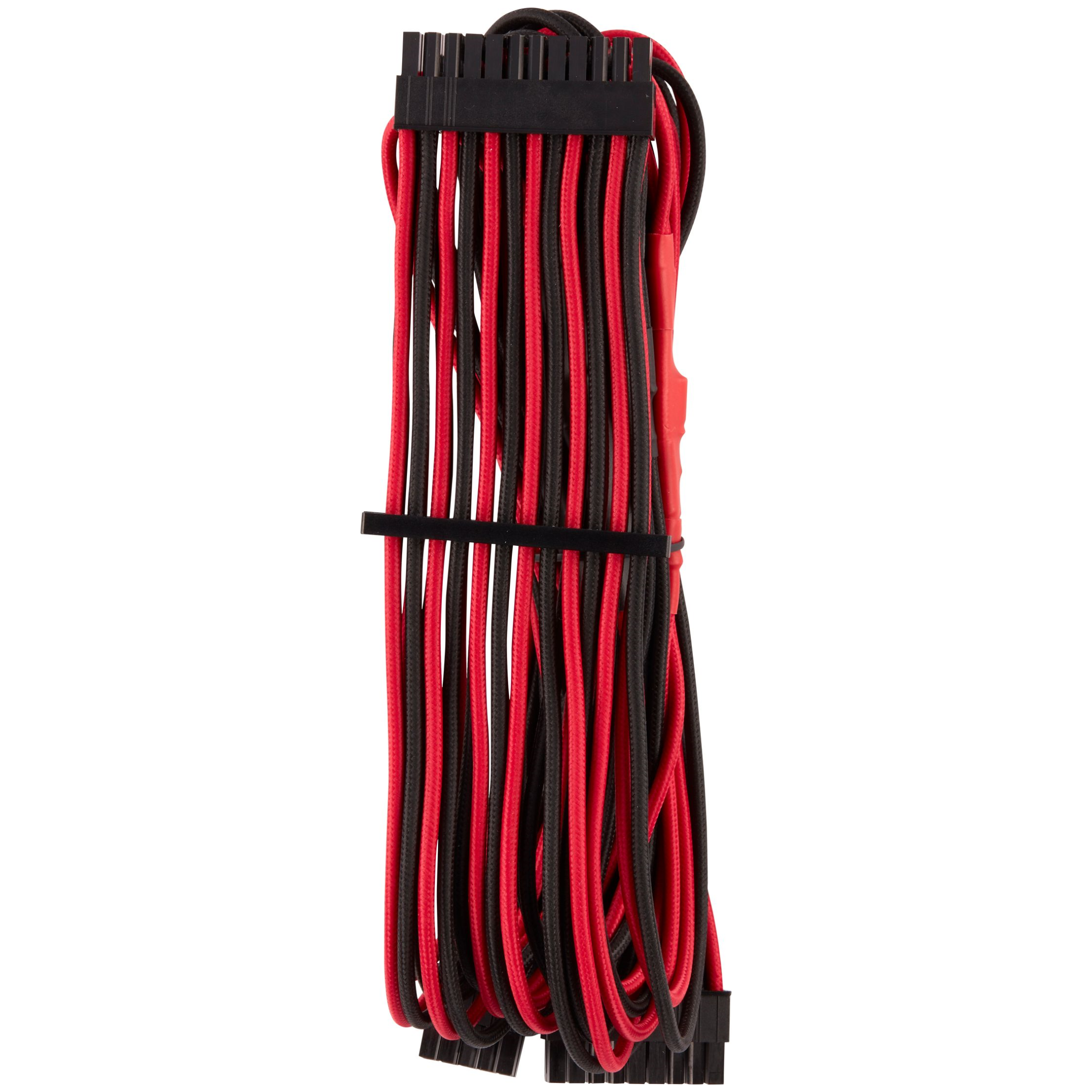A large main feature product image of Corsair Premium Individually Sleeved PSU Cables Pro Kit Type 4 Gen 4 (Black/Red)