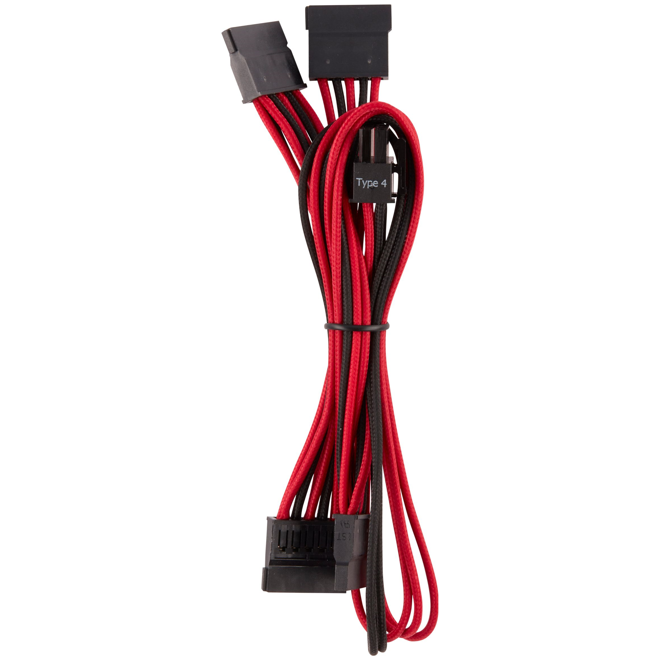 A large main feature product image of Corsair Premium Individually Sleeved PSU Cables Pro Kit Type 4 Gen 4 (Black/Red)