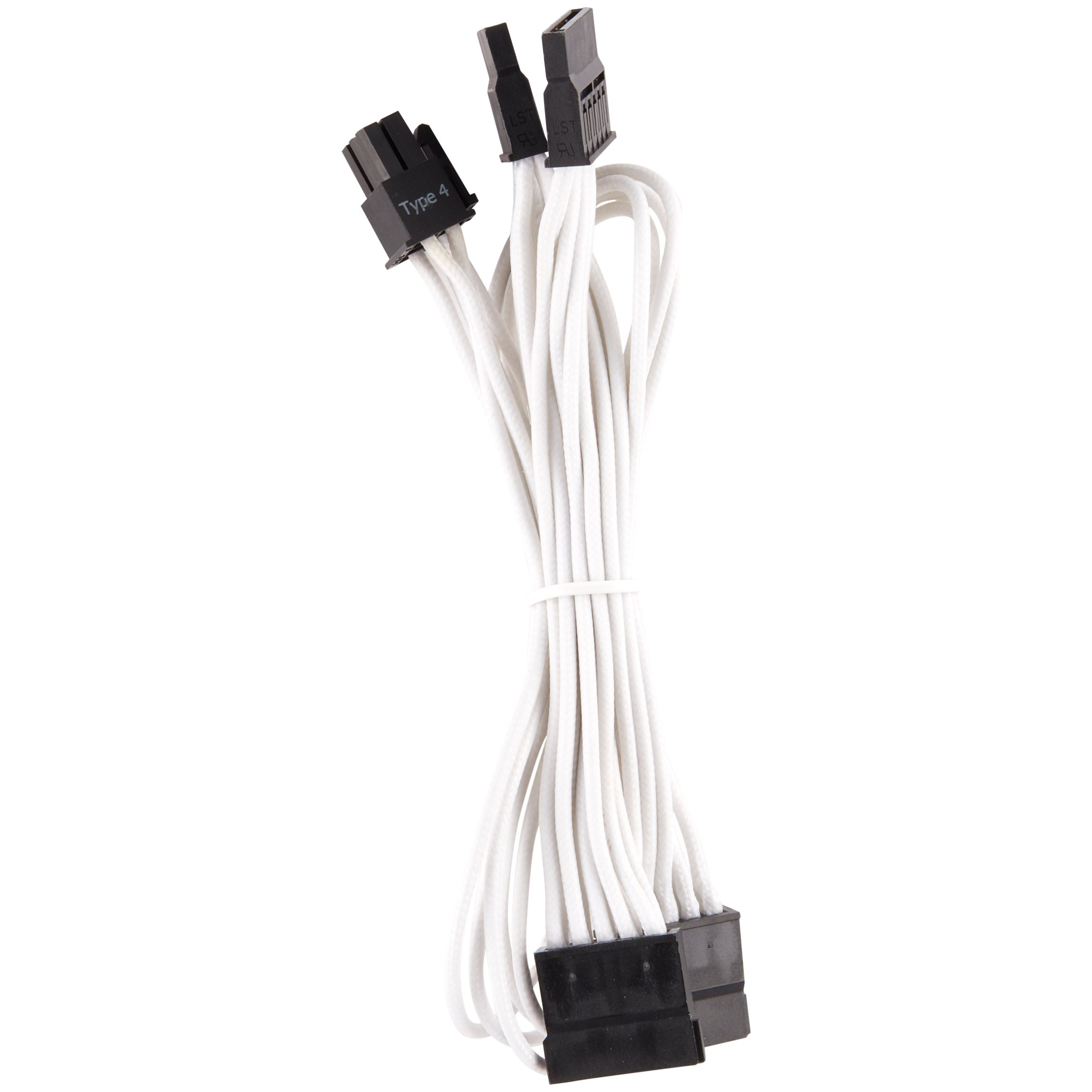 A large main feature product image of Corsair Premium Individually Sleeved PSU Cables Pro Kit Type 4 Gen 4 (White)