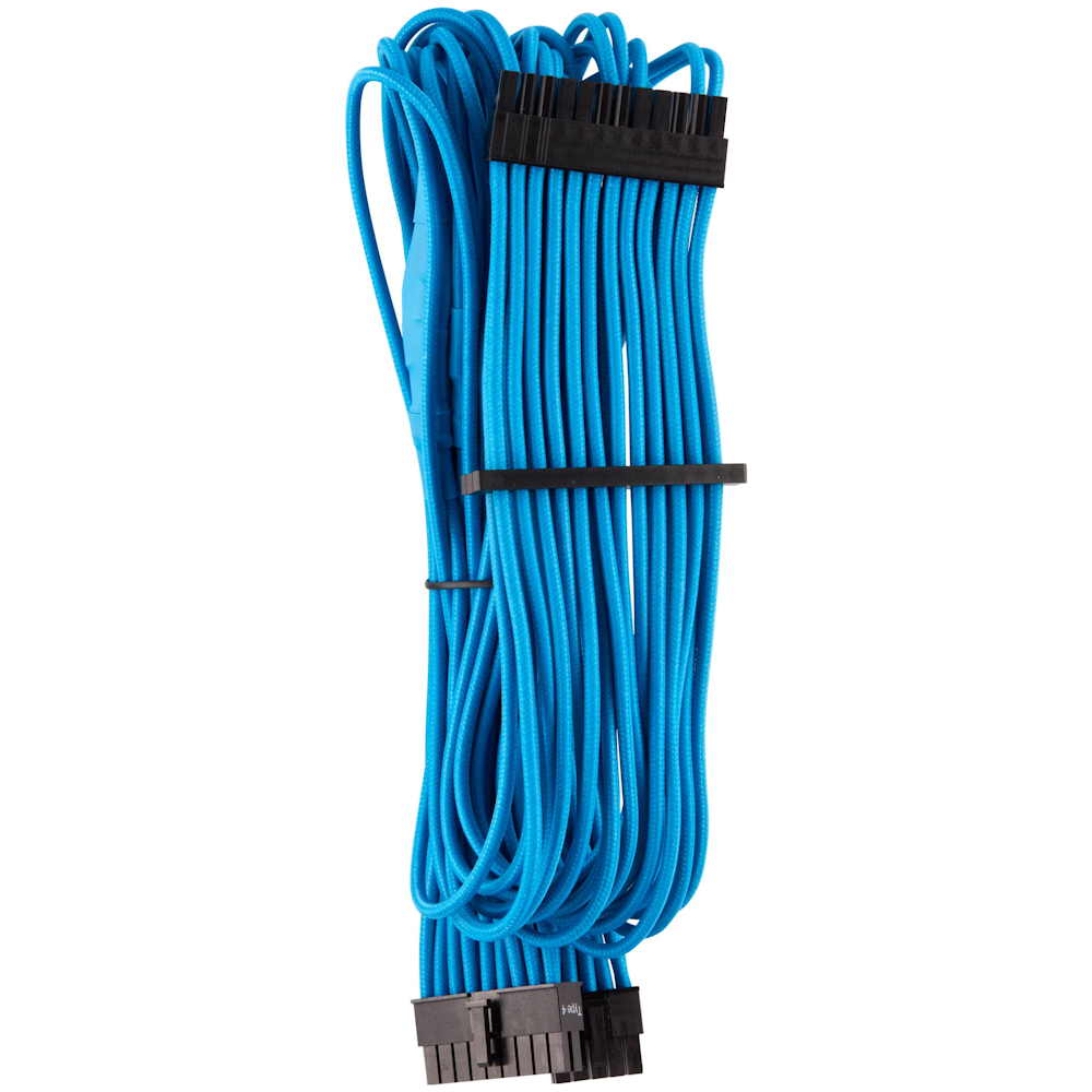 A large main feature product image of Corsair Premium Individually Sleeved PSU Cables Pro Kit Type 4 Gen 4 (Blue)