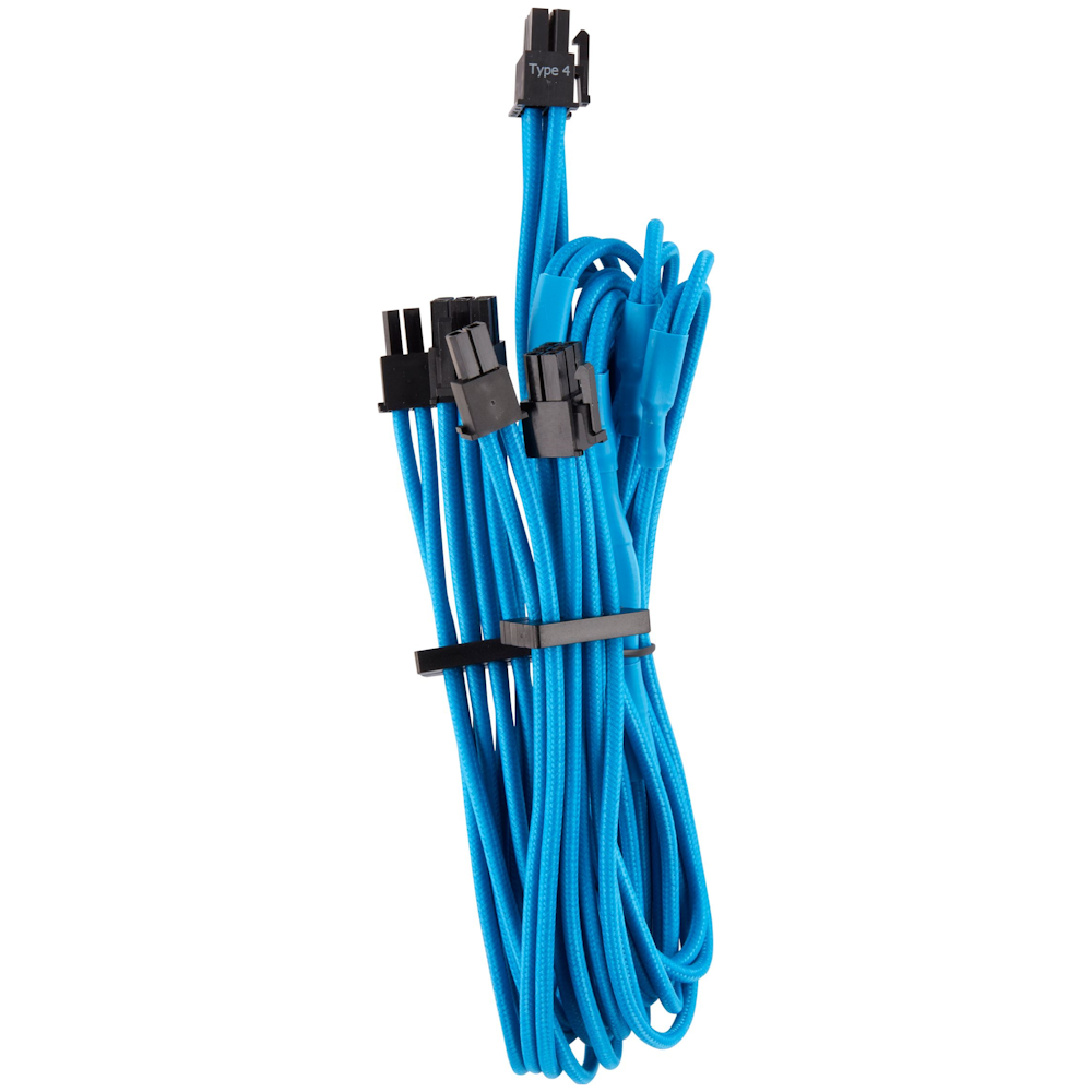 A large main feature product image of Corsair Premium Individually Sleeved PSU Cables Pro Kit Type 4 Gen 4 (Blue)