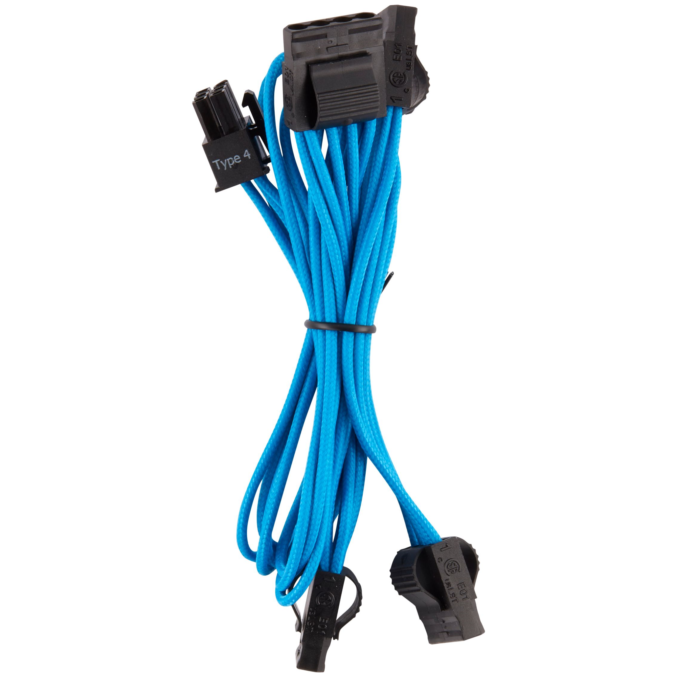 A large main feature product image of Corsair Premium Individually Sleeved PSU Cables Pro Kit Type 4 Gen 4 (Blue)
