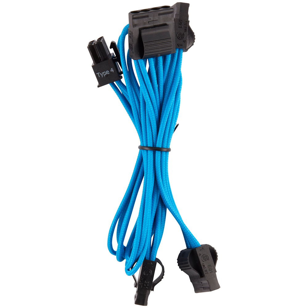 A large main feature product image of Corsair Premium Individually Sleeved PSU Cables Pro Kit Type 4 Gen 4 (Blue)