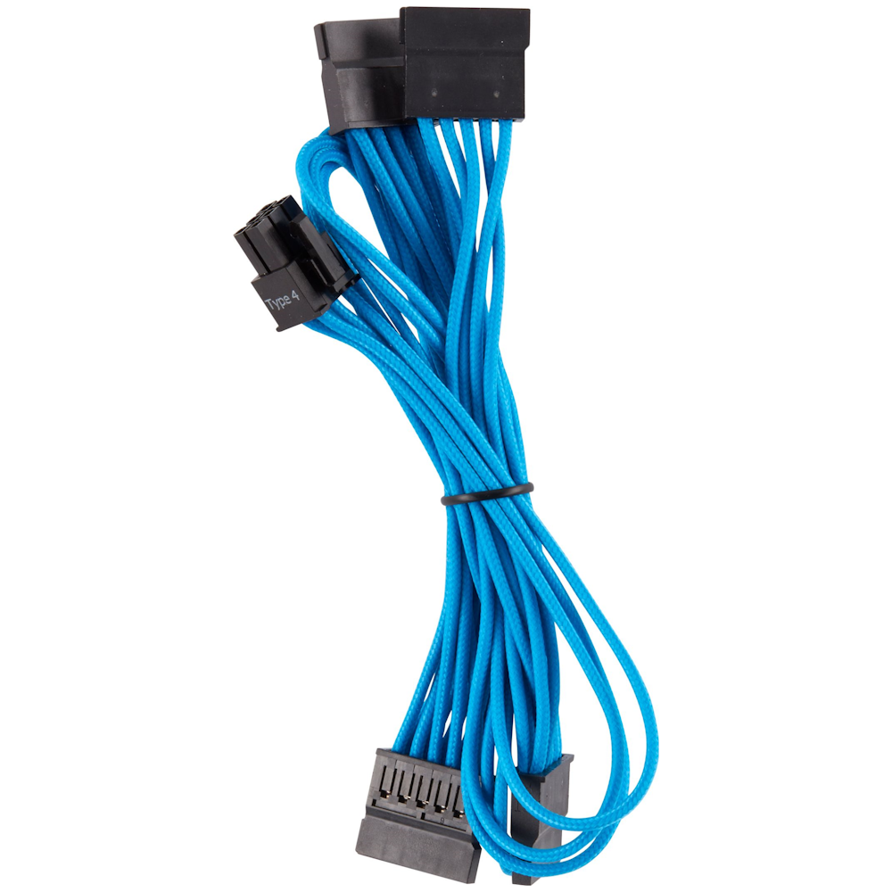 A large main feature product image of Corsair Premium Individually Sleeved PSU Cables Pro Kit Type 4 Gen 4 (Blue)