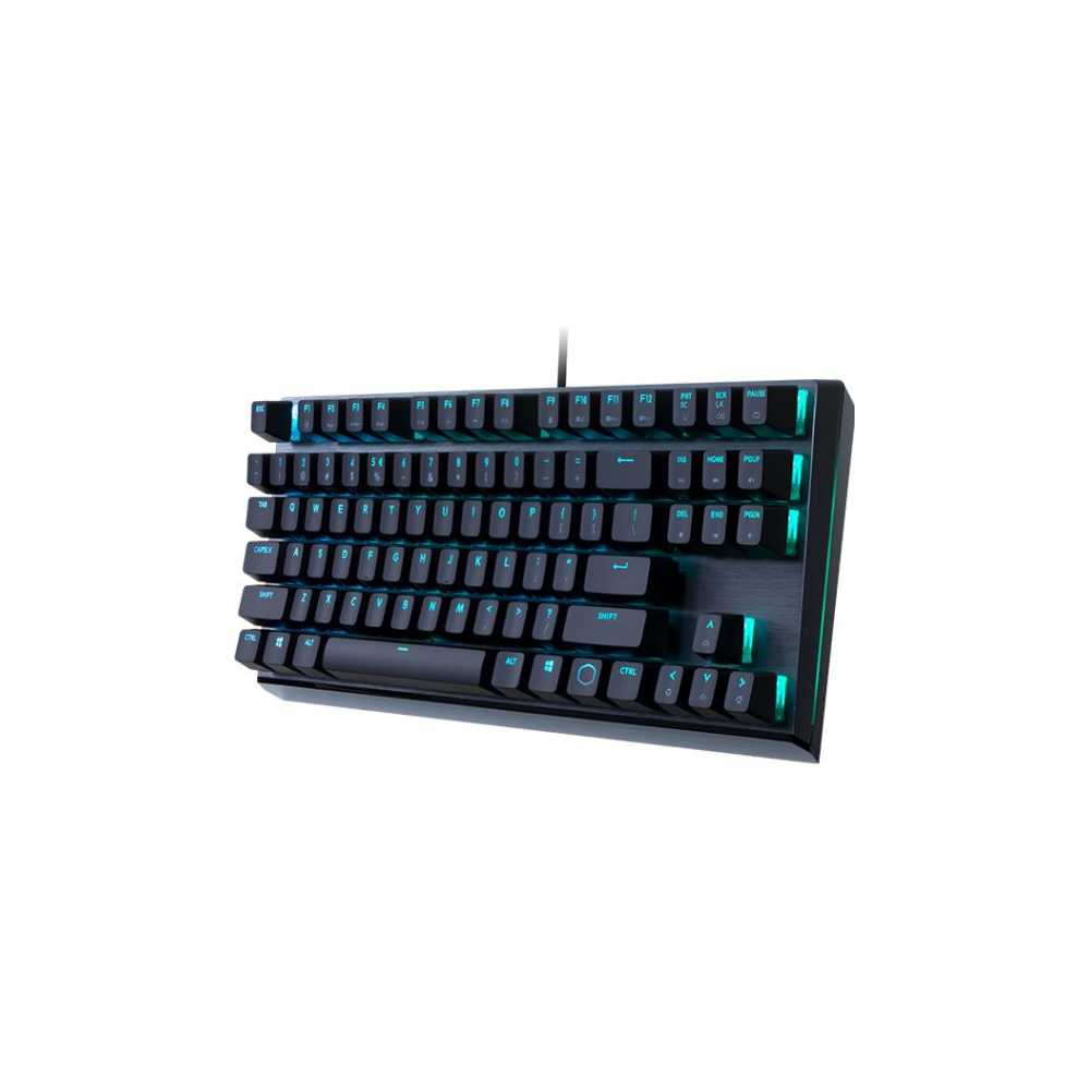 A large main feature product image of Cooler Master MasterKeys MK730 RGB Mechanical TKL Keyboard (MX Blue)