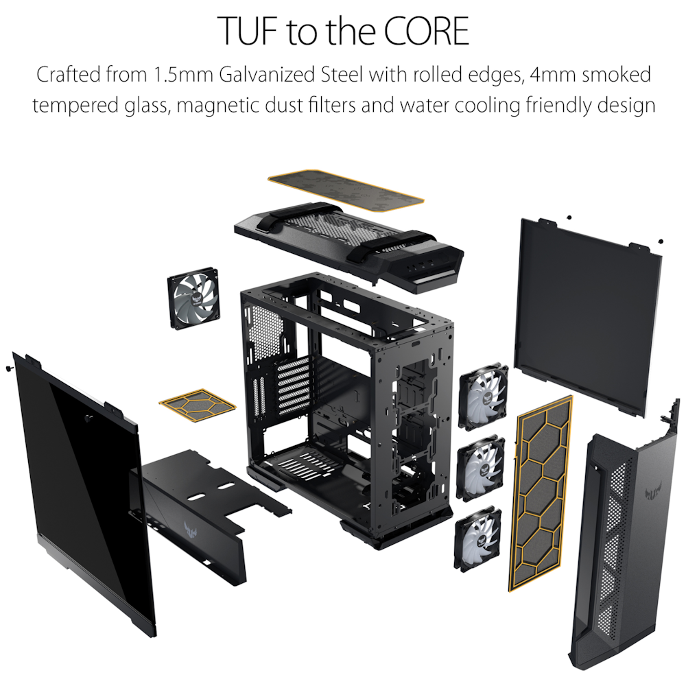 A large main feature product image of ASUS TUF Gaming GT501 Mid Tower Case - Grey