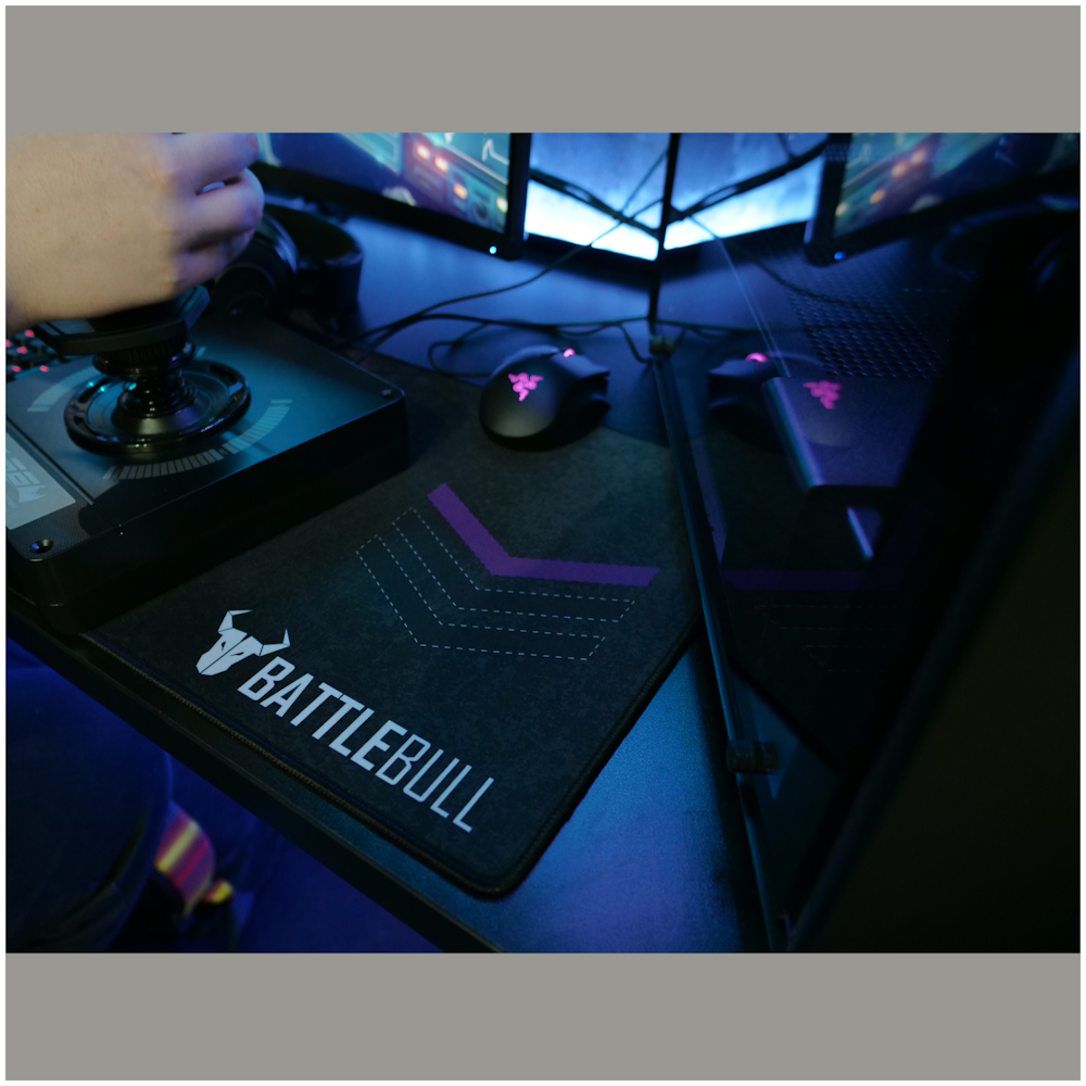 A large main feature product image of BattleBull Grazed Extended Mousemat - Purple/Black