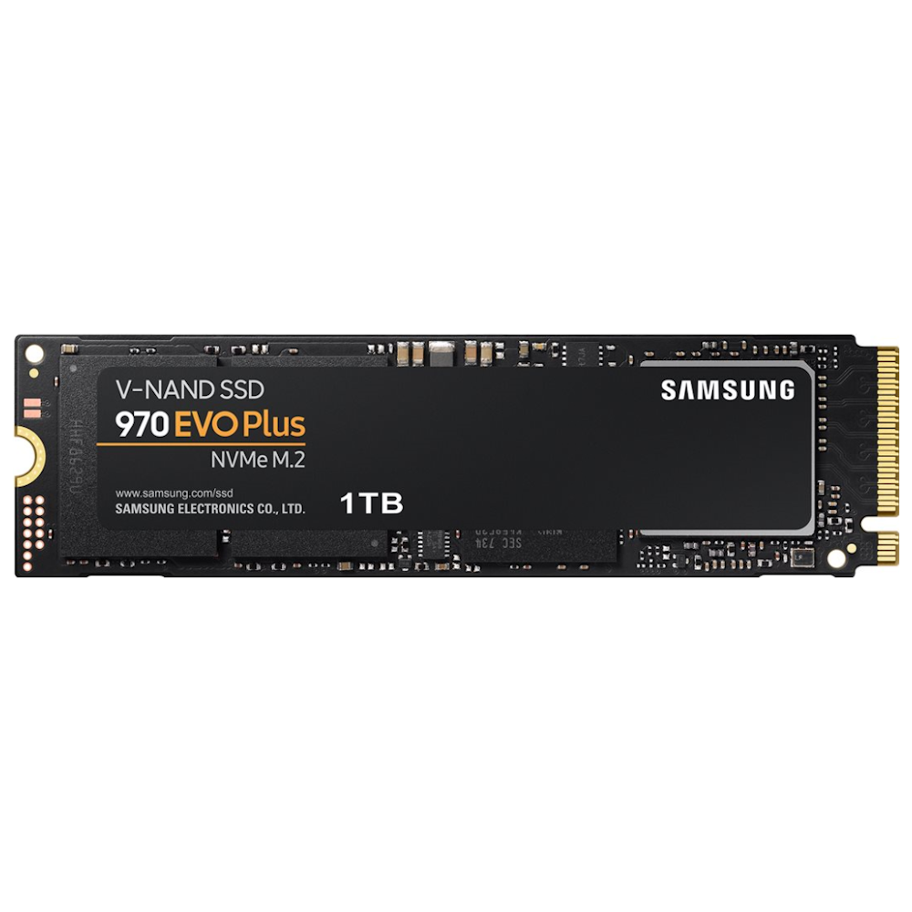 A large main feature product image of Samsung 970 EVO Plus PCIe Gen3 NVMe M.2 SSD - 1TB
