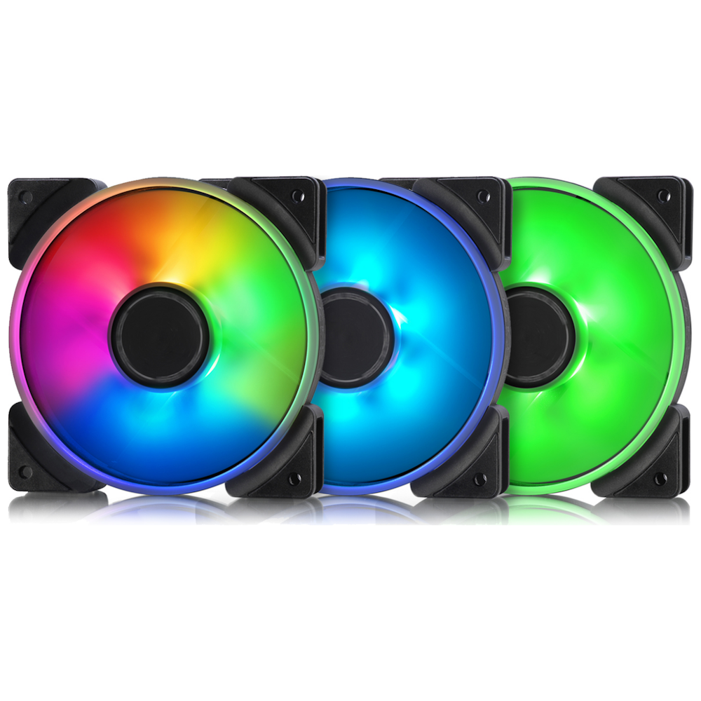 A large main feature product image of Fractal Design Prisma AL-12 120mm PWM Fan 3-Pack (Black)