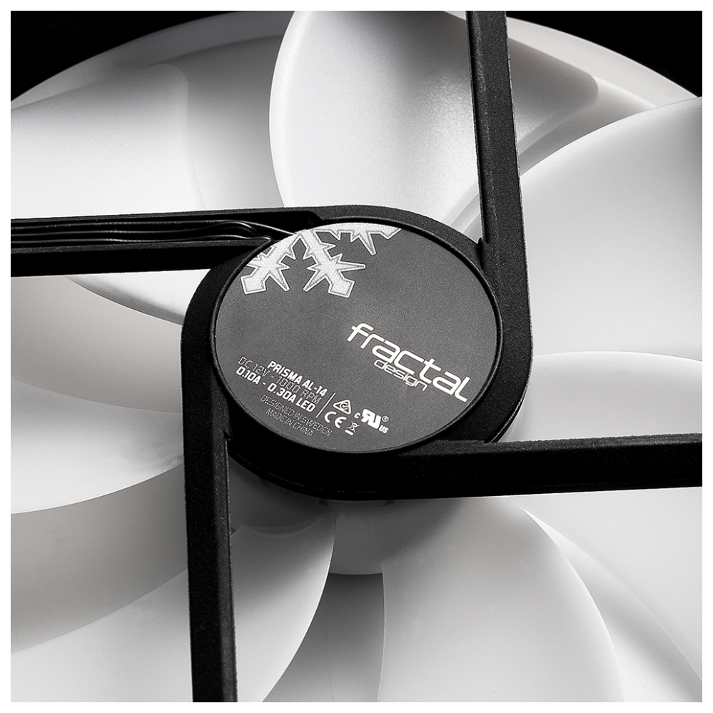 A large main feature product image of Fractal Design Prisma AL-14 ARGB 140mm PWM Fan 3-Pack (Black)