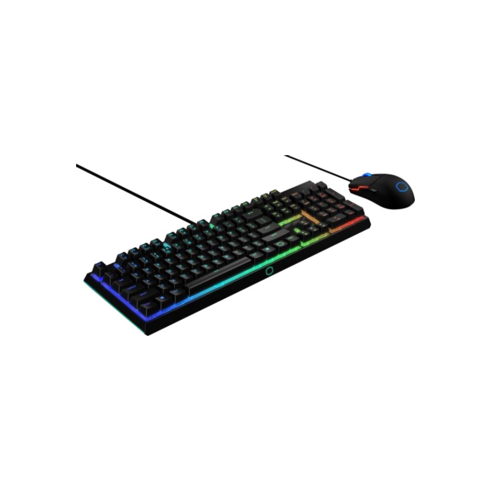 A large main feature product image of Cooler Master MasterSet MS110 RGB Keyboard/Mouse Combo Kit