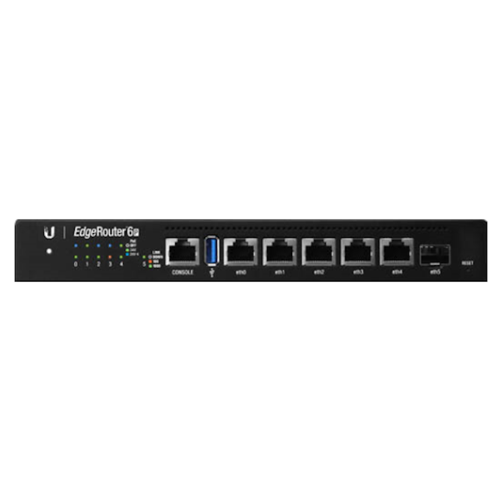 A large main feature product image of Ubiquiti EdgeRouter 6 Port with PoE