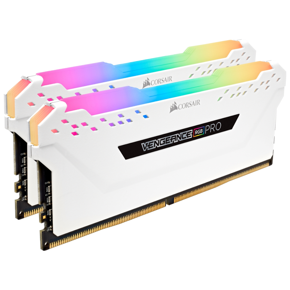 A large main feature product image of Corsair 16GB Kit (2x8GB) DDR4 Vengeance RGB Pro C16 3200MHz - White