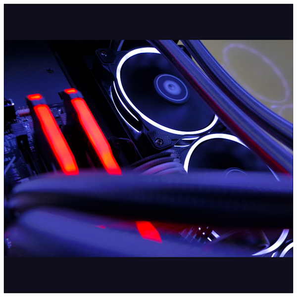 A large main feature product image of PLE Super RTX 3070 Custom Built Gaming PC