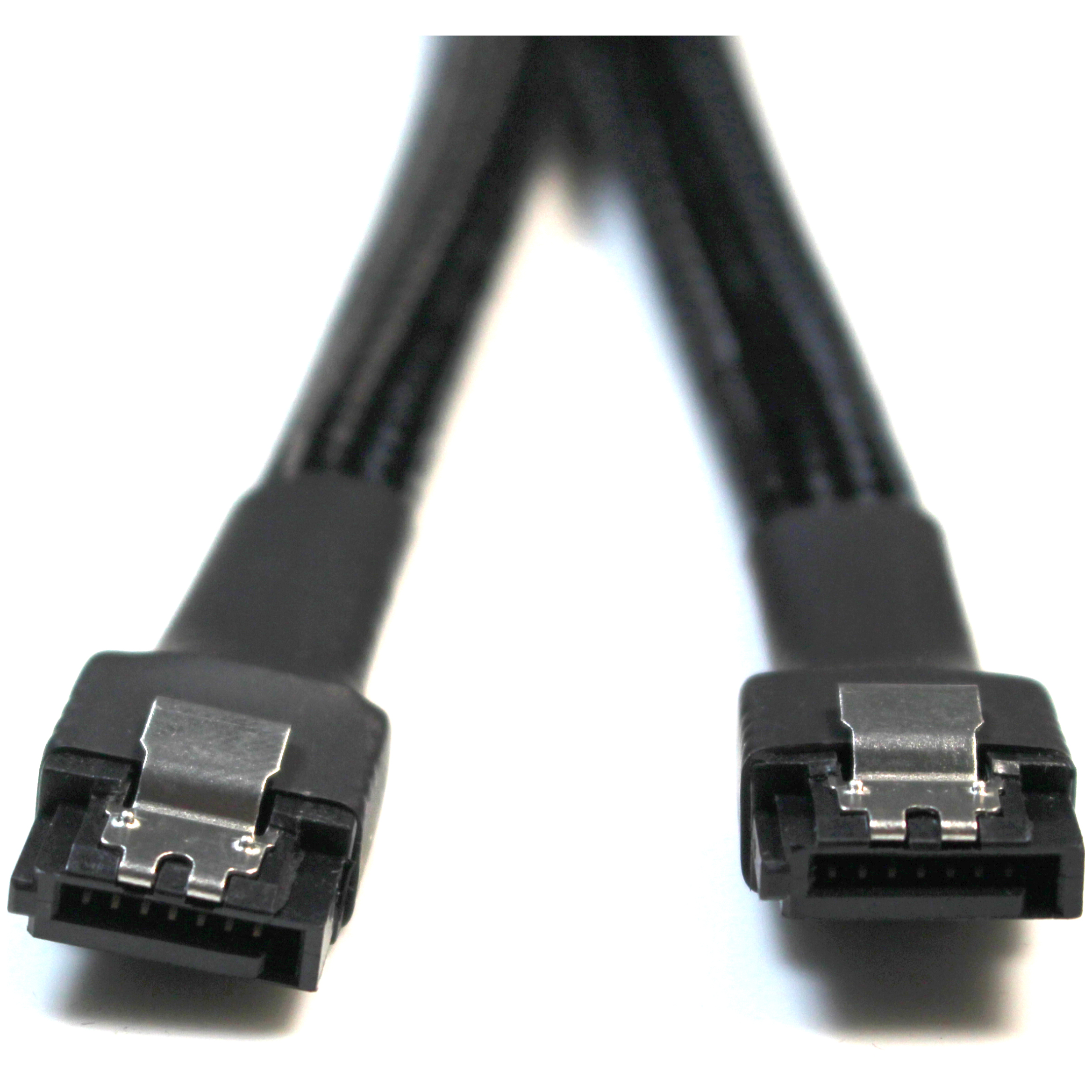 A large main feature product image of GamerChief SATA 45cm Sleeved Cable Latched Straight (Black)