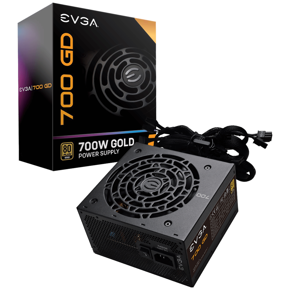 A large main feature product image of EVGA GD Series 700W 80PLUS Gold Power Supply
