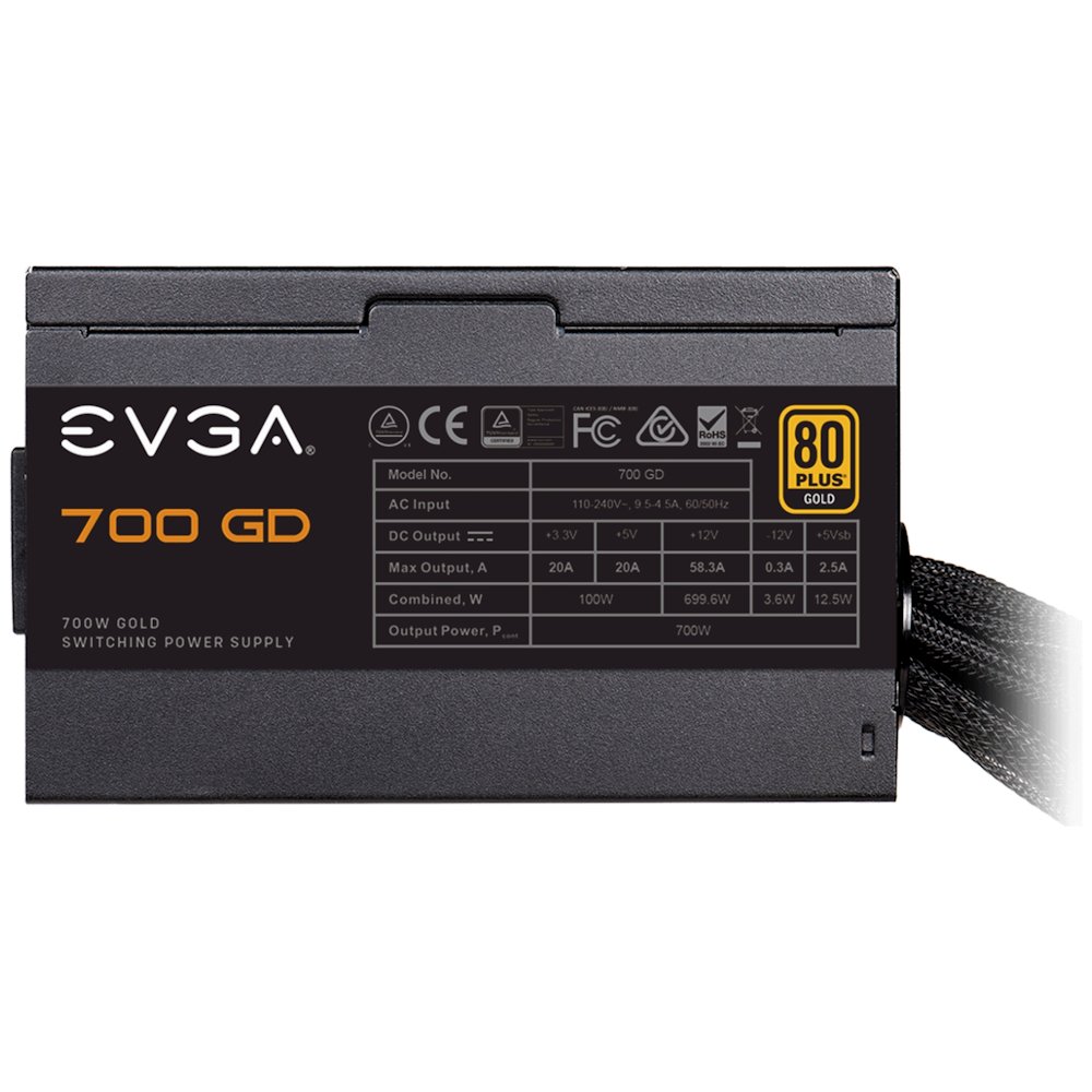 A large main feature product image of EVGA 700 GD 700W Gold ATX PSU
