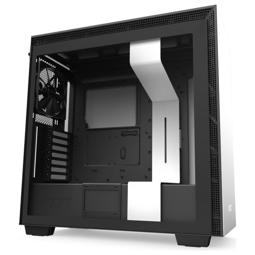 A large main feature product image of NZXT H710 Matte White Mid Tower Case w/ Side Panel Window