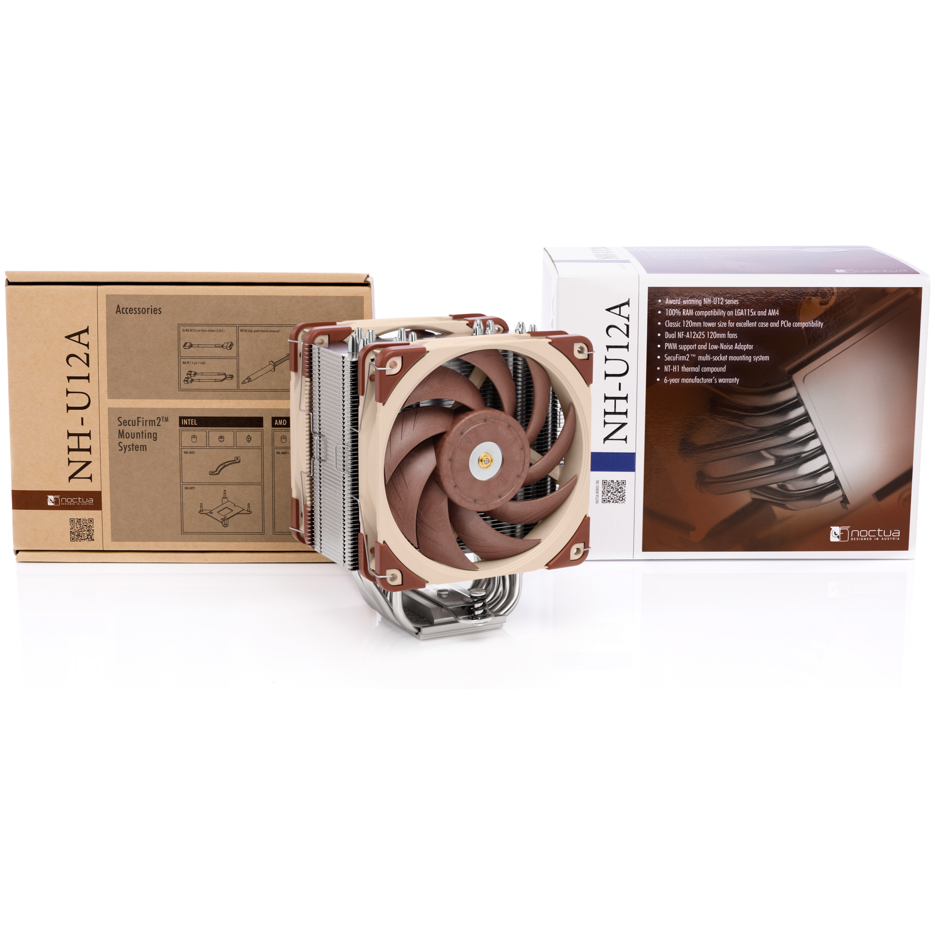 A large main feature product image of Noctua NH-U12A - Multi-Socket PWM CPU Cooler