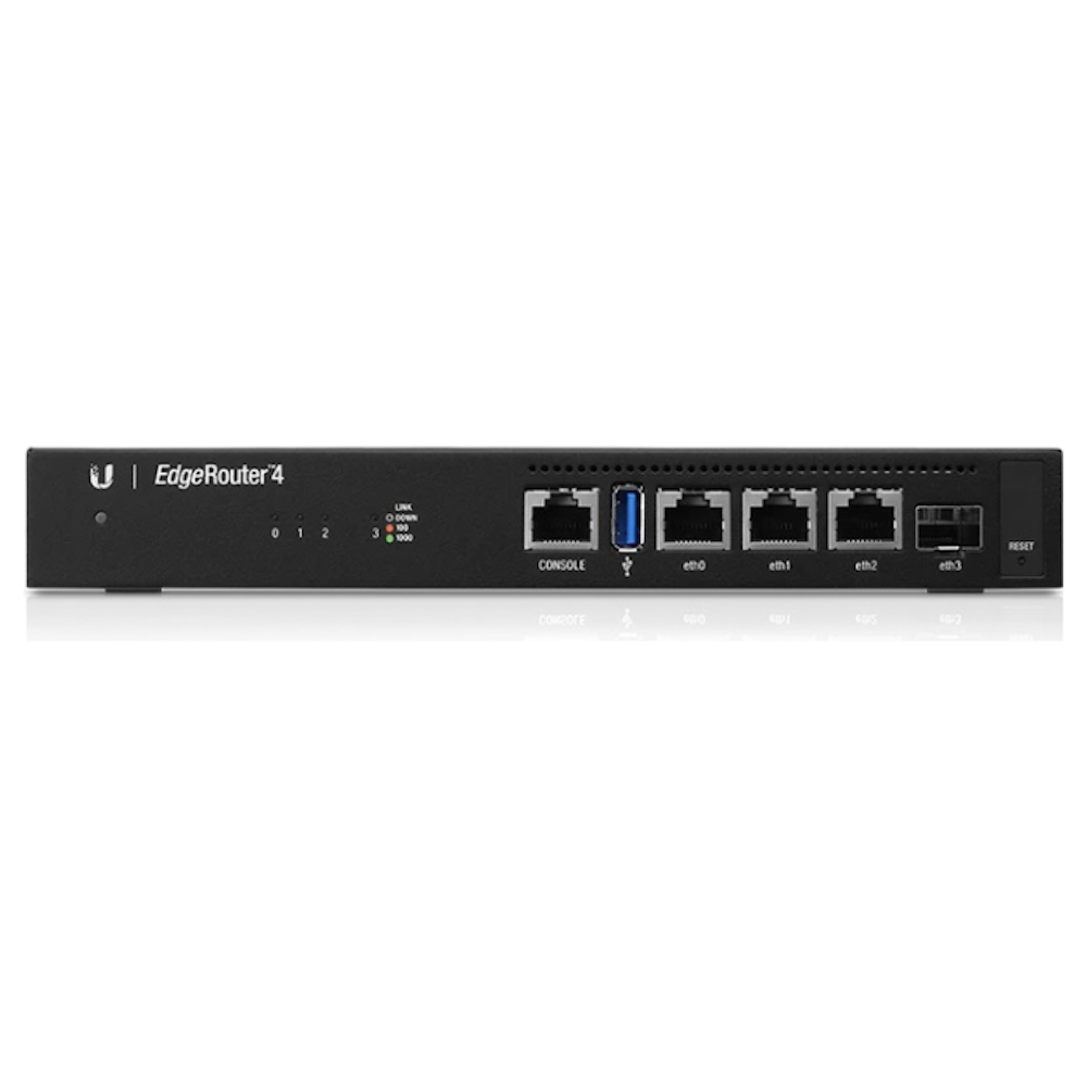 A large main feature product image of Ubiquiti EdgeRouter 4 – 3Port Gigabit Router