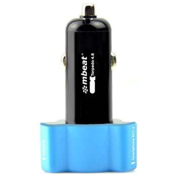 Product image of mBeat Triple port Rapid Car Charger - Blue - Click for product page of mBeat Triple port Rapid Car Charger - Blue